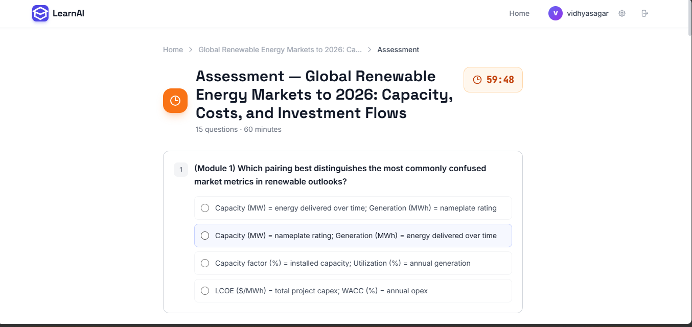 Timed assessment with a countdown clock, showing question one of fifteen